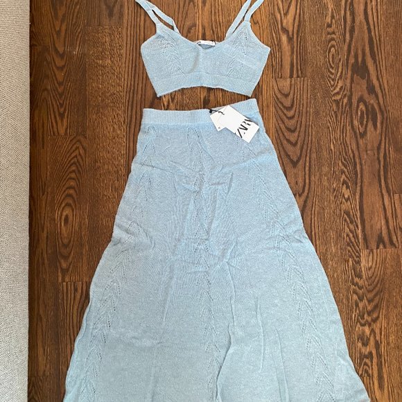 Zara Pointelle Knit Top and Skirt (BNWT) - Picture 2 of 2